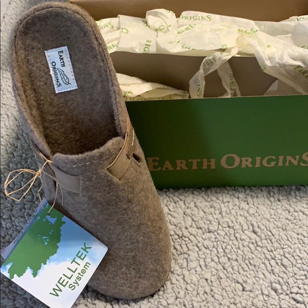 Taupe flat slide comfort shoe/sandal